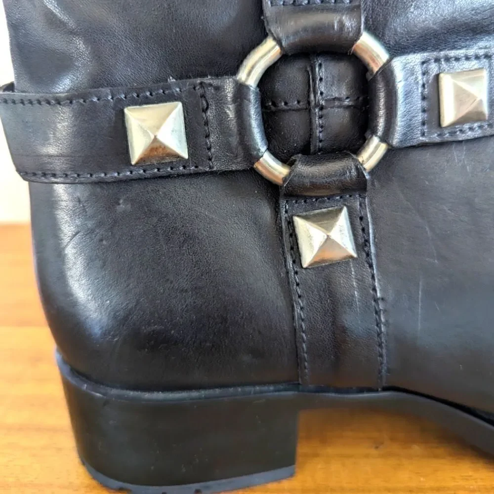 AGL Studded Boots 5 Moto Rock Rebel Punk Grunge Whimsigoth Dark Academia Boho